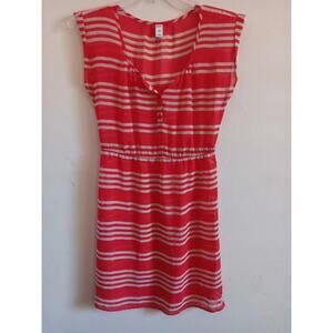 Old Navy Dress Or Cover Up, Women’s Size Small, Orange White, Sheer See thru EUC